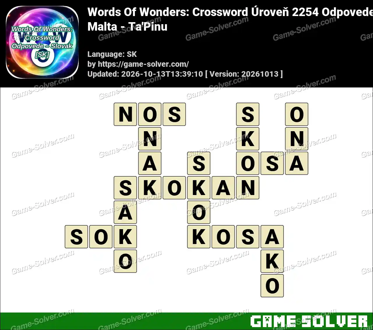 Words Of Wonders: Crossword Úroveň 2254 Odpovede – Malta – Ta’Pinu